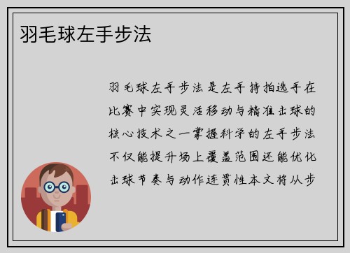 羽毛球左手步法